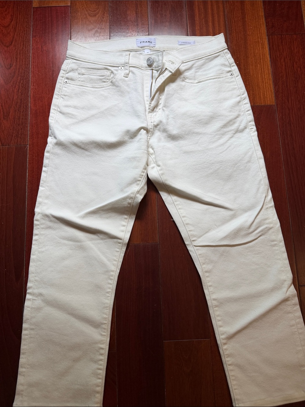 Frame Denim Slim Jeans in Off-White/Cream